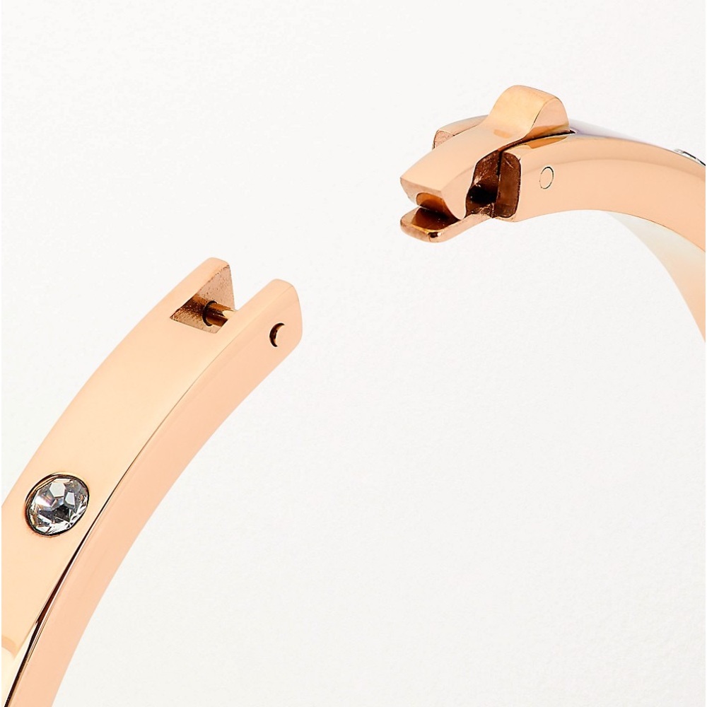 New Elegant Rose Gold Stainless Steel Luxury High-End White Sapphire Bangle - Picture 5 of 10